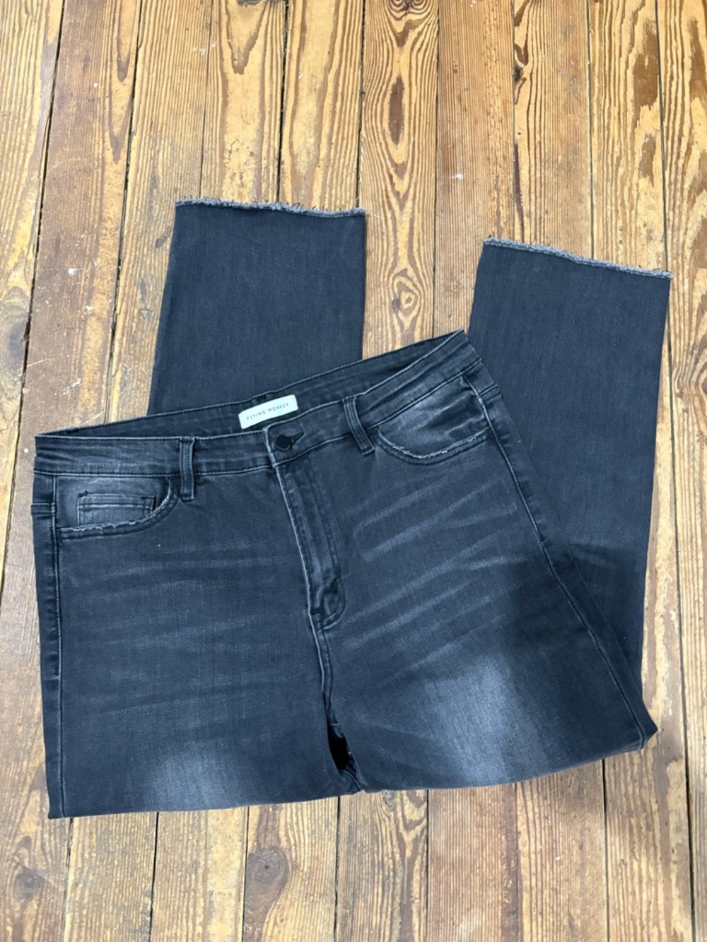 Flying Monkey women’s Washed Black Slim-Straight Jeans